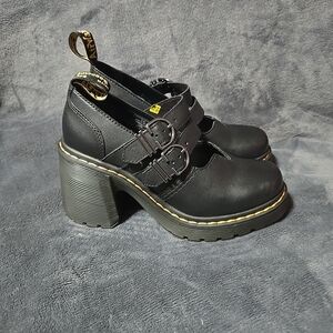 Doc Dr Martens Eviee High Heels Mary Jane Shoes EU38 US 7 Black NWOT